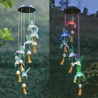Solar-powered Dangling Hummingbird Bell Light